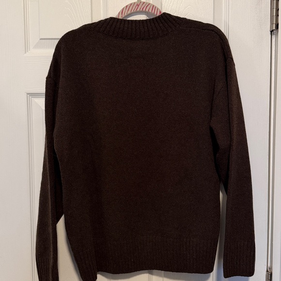 NWT Reformation Jadey Cashmere Oversized V-Neck Sweater Compost Brown Size Small - Picture 10 of 12